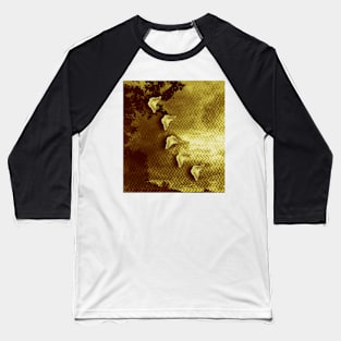 gold butterflies and abstract landscape Baseball T-Shirt